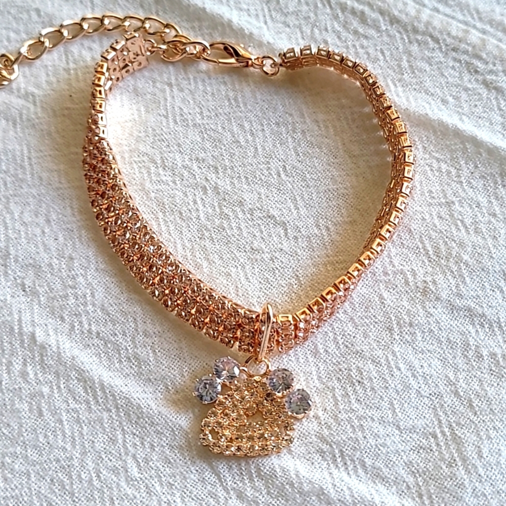 Medium Pets Cats/Toy Dogs Rhinestone Claw Pet Necklace